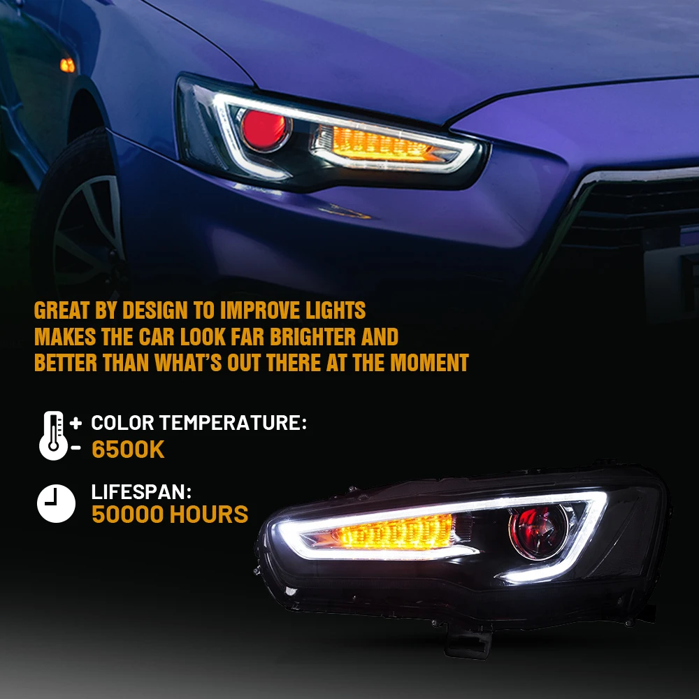 Светодиодные фары дьявольские глаза для Mitsubishi Lancer EVO X 2008 до 2020 DRL указателей