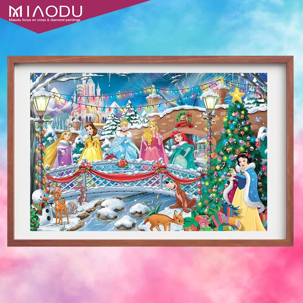 

5D DIY Diamond Painting Disney Princess Christmas Castle Winter Full Round Diamond Embroidery Cross Stitch Picture of Rhinestone
