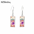 Новинка 2020, яркие прямоугольные серьги с рисунком тигра, серьги ручной работы с крючком