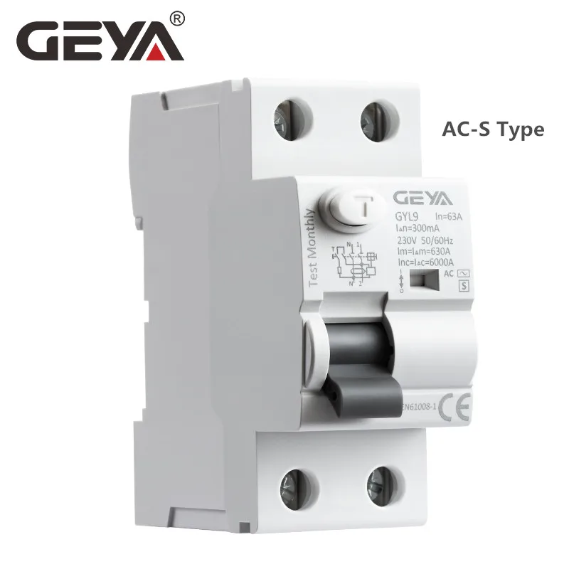tipo de Atraso do Tempo Elcb de Geya Rccb tipo Disjuntor Eletromagnético Rcd Gyl9 s
