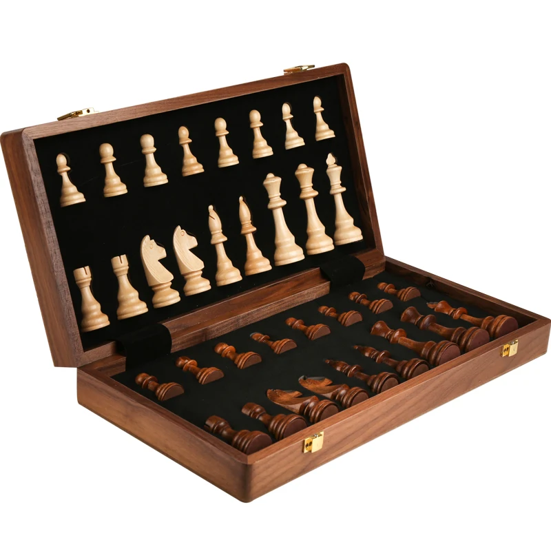 

Large Chess Solid Wood Suit Wooden Folding Chessboard Dedicated for Games Xadrez Tabuleiro Jogo Puzzle Educational ZY50CG