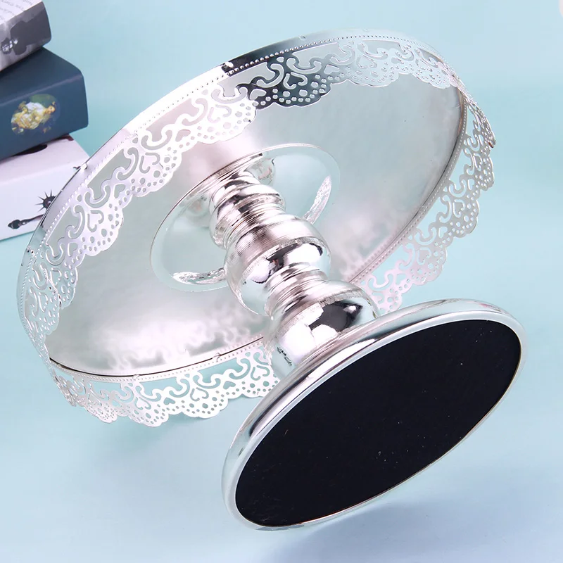 Серебряная круглая зеркальная тарелка поддон для кексов/приема макияжа 10 дюймов