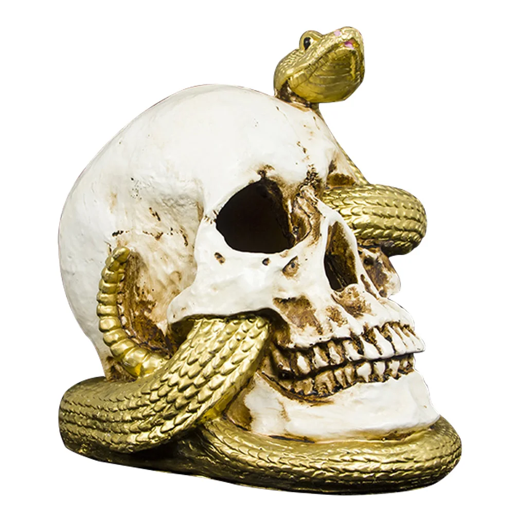 

LED Atmosphere Creepy Bar Skull Light Scary Snake Simulation Ornament Resin Masquerade Party Props Haunted House Halloween Decor
