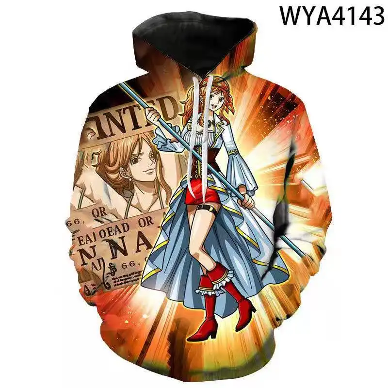 

Amazon's new spring and autumn 3D digital printing men and women comics One Piece Long Sleeve Pullover Hoodie