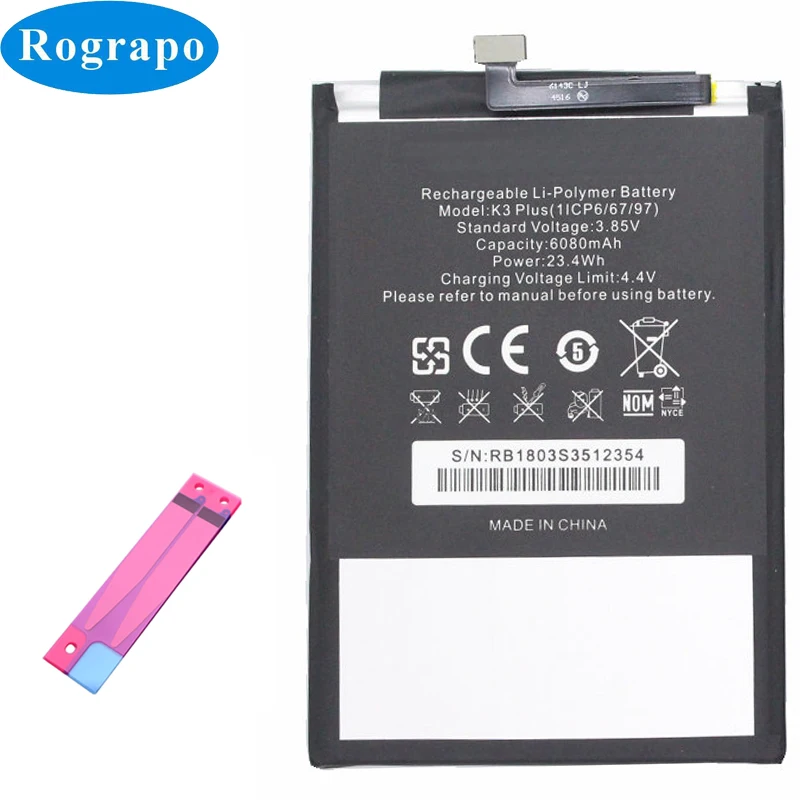 

New 3.8V 6080mAh Replacement Battery For OUKITEL K3 Plus Original Mobile Phone