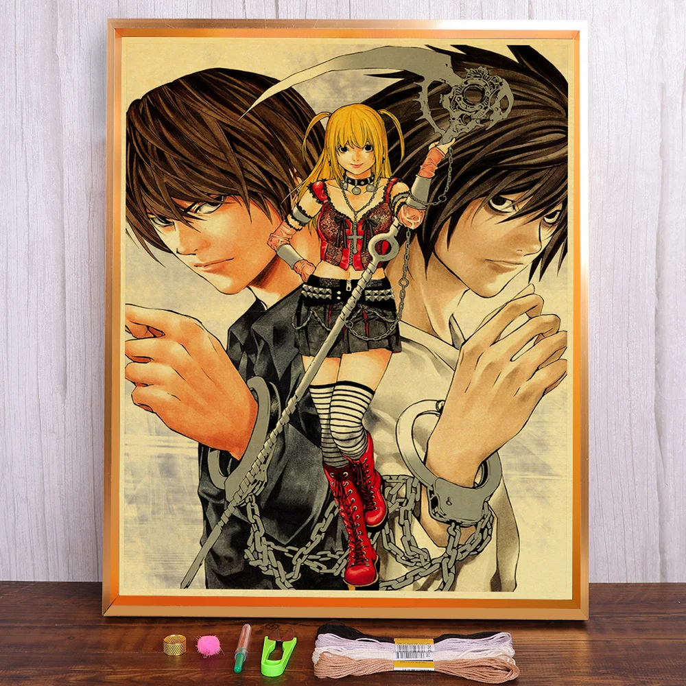 

Landscape Classic Anime Series Death Note Printed Water-Soluble Canvas 11CT Cross-Stitch DIY Embroidery Kit DMC Adults