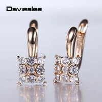 stud earrings square full clear cubic zircon drop earring 585 rose gold color for women girls jewelry party accessories dge287