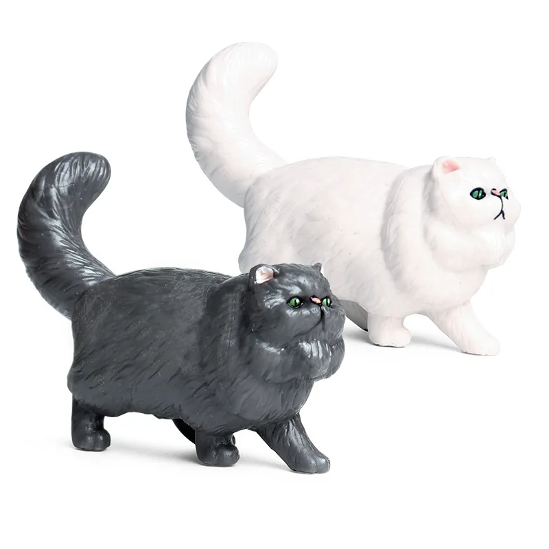 

White/Black Persian Cat Model Action Figure Pets Animal Action Figures Collection PVC Children Cognitive Toys