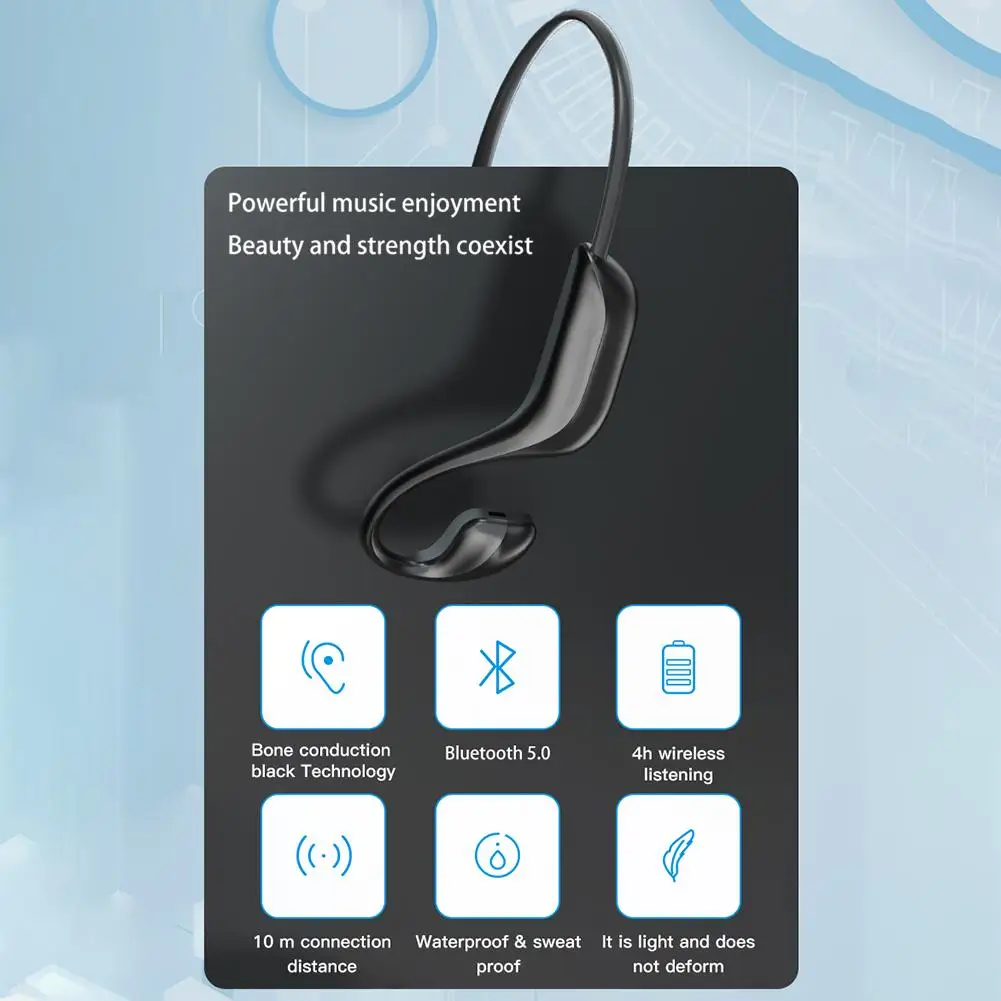 

2020 Wireless Bone Conduction Headset Waterproof Sport Headphone Bluetooth 5.0 Headset with Built-in Dual Noise Cancelling Mic