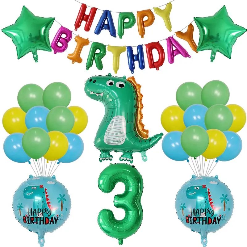 39 шт. Мультяшные фольгированные воздушные шары в виде динозавров 30 дюймов цифры