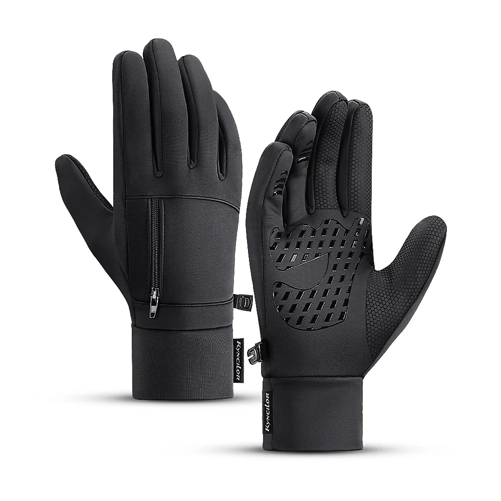 

Зимние лыжные перчатки для мужчин и женщин, водонепроницаемые велосипедные перчатки, теплые флисовые перчатки с пальцами и маленькими карм...