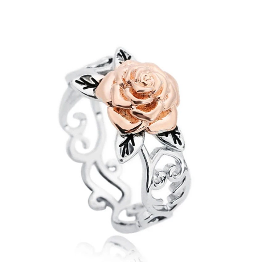 

Fashionable Temperament Plated 14k Rose Gold Flower Wild Ring Wedding Engagement Ring Prom Party Accessories Gift For Her