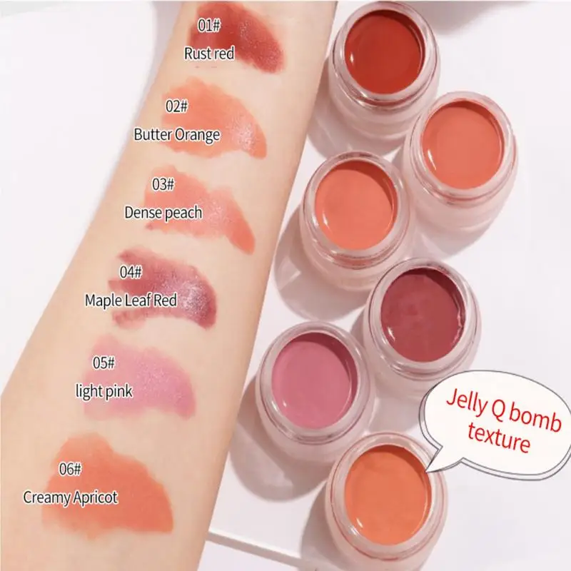 

Canned Jelly Blush Mousse Blusher Natural Rosy Cheek Sunshine Kiss Orange Pink Red 6 Color Blush Face Makeup Cosmetics TSLM1