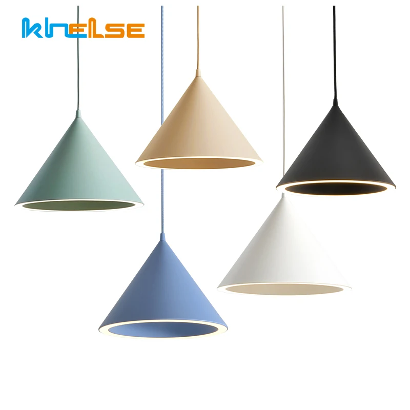 Nordic Bedroom Bedside Pendant Lights Minimalist Colorful Round Long Line Lighting Aluminum Restaurant Cafe Bar Hotel Droplight | Лампы и