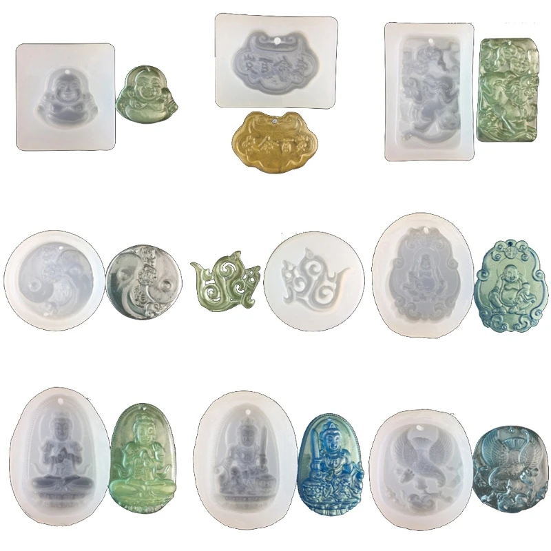 

10 Styles Guanyin Chinese Traditional Amulet Resin Casting Mold Kit Tools M7DD