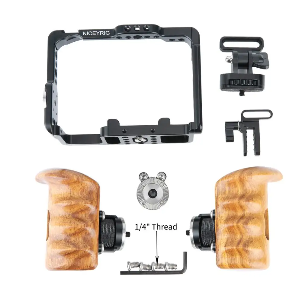 Клетка для камеры NICEYRIG с деревянной ручкой ручной зажим HDMI кабеля SONY A7RIII A7SII A7II