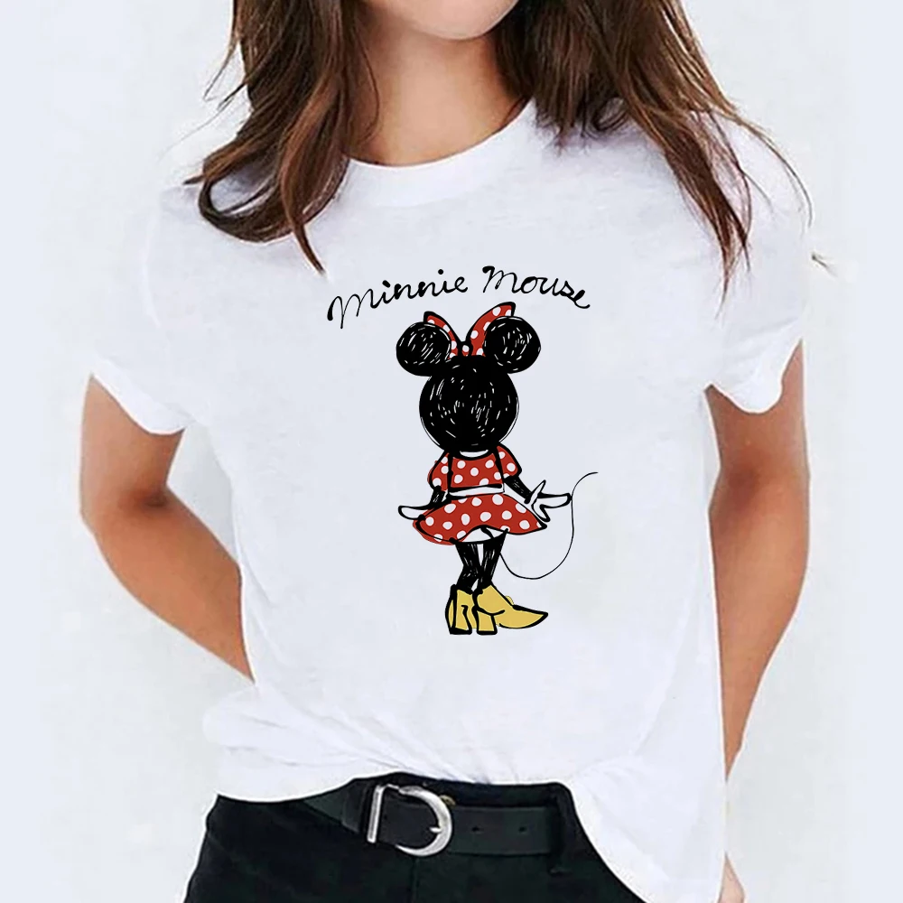 

Minnie Mouse Letters Printing Disney Women T-shirts S-2XL Tees White Comfortable T Shirts Female Dropship Top Clothes Harajuku