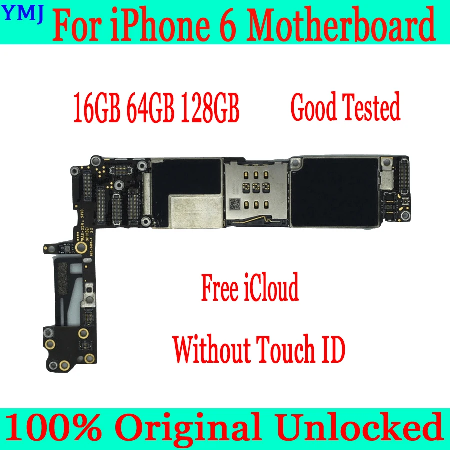 Разблокированный для iphone 6 4,7 дюймов материнская плата 16 Гб 64 Гб 128G с IOS Системы для iphone 6 материнскую плату с/без сканера отпечатков пальцев