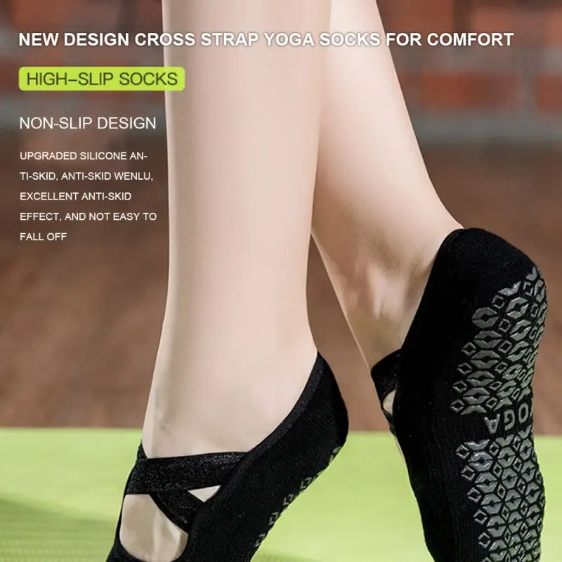 

Women Yoga Shoes Socks 35-39 Cotton Bandage Yoga Socks Anti-Slip Pilates Damping Fitness Ballet Socks Good Grip For Women