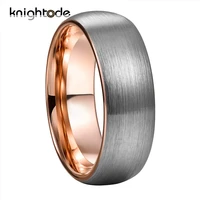 6mm 8mm rose gold tungsten carbide engagement ring lover gift for men women wedding band silvery dome brushed comfort fit