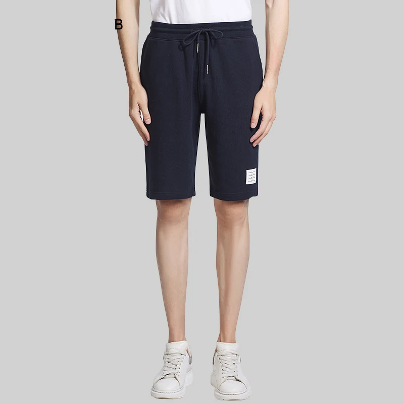 

TB THOM 2021 Fashion Brand Casual Shorts Men Solid Summer Cotton Sports Trousers Striped Knee Length Mens Loose youth Shorts