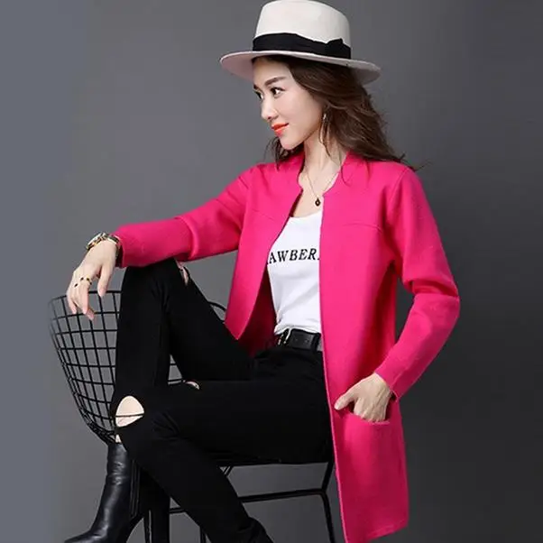 Весна и осень Новый длинный корейский свободный свитер женский кардиган с