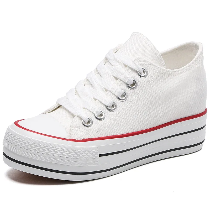 

2020 spring and summer new increase in female casual wild board shoes breathable canvas shoes classic low-top thick sole shoes