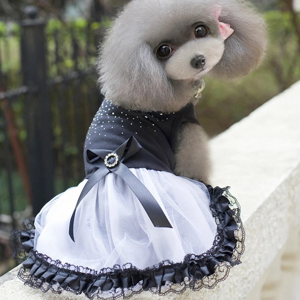 Кружевная юбка со стразами одежда для щенков и кошек французского бульдога собак