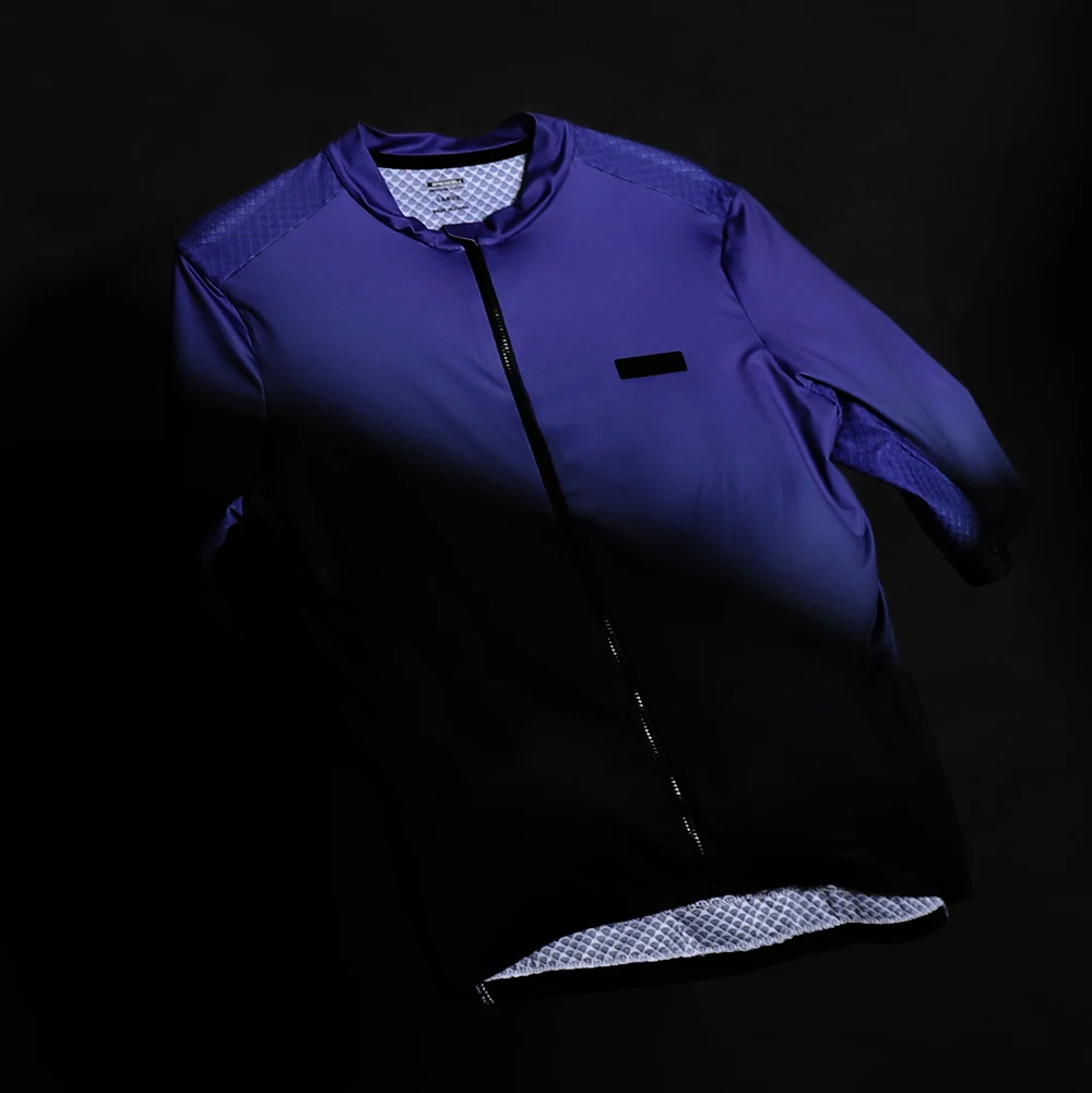 Рубашка велосипедная с коротким рукавом фиолетовый зеленый градиентный джемпер