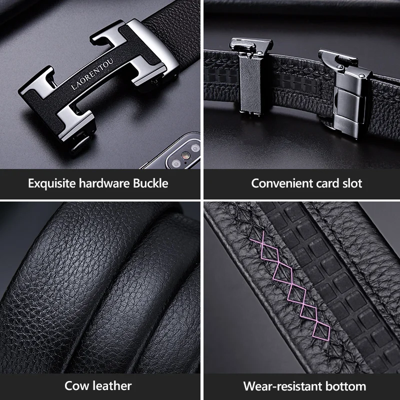 LAORENTOU мужской ремень с Т образным ремешком удобный пряжкой из спилка 20 &quotдо 44&quot
