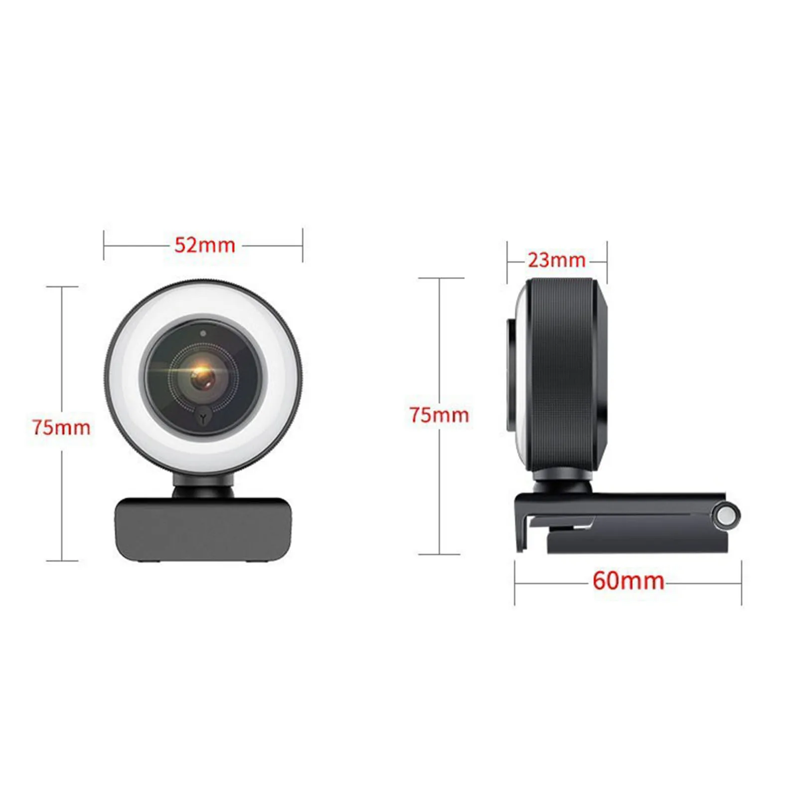 

Web Camera Auto Focus Ring Beautify Fill-in Lighting Video Webcam 4K 5 million HD Live Broadcast Mic USB