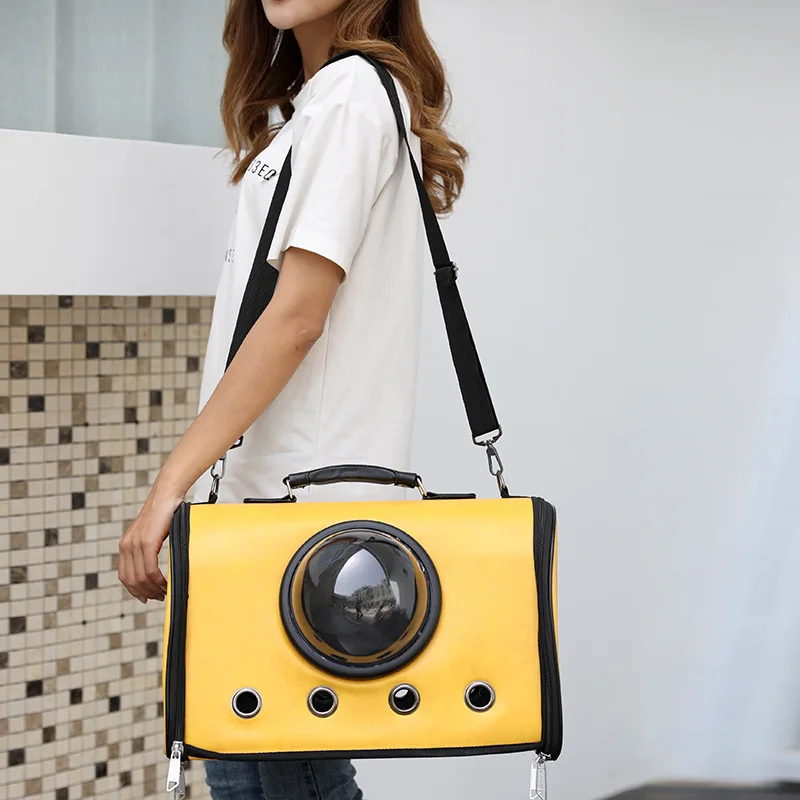 Воздухопроницаемый Рюкзак переноска для кошек переносная пластиковая сумка в