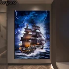 Алмазная живопись сделай сам, вышивка крестиком с морской лодки, пиратский корабль, мозаика, рукоделие, вышивка 5d, стразы, украшение для салона