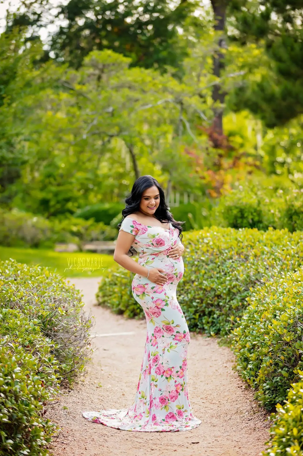 

Maternity Dresses For Photo Shoot Chiffon Pregnancy Dress Photography Props Floral Print Maxi Gown Dresses For Pregnant Women