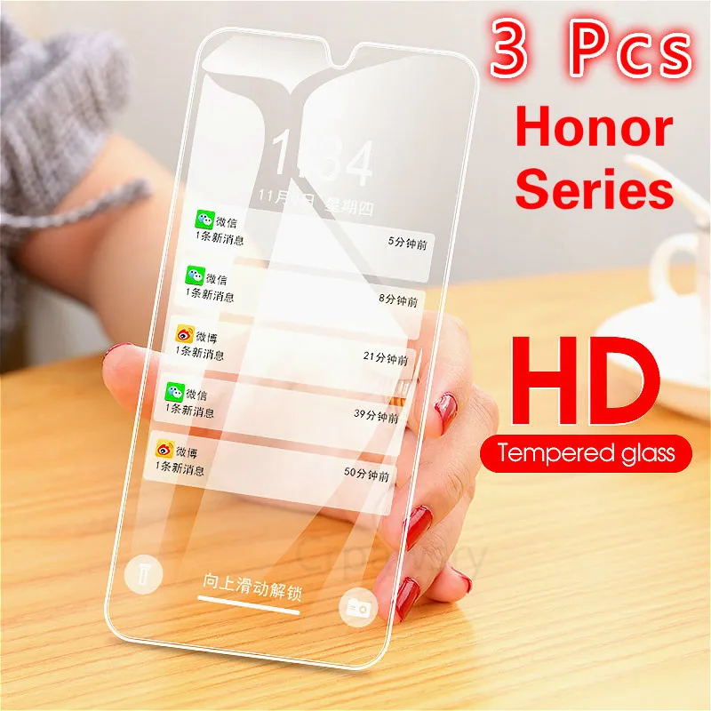 3 шт протектор экрана из закаленного стекла для Huawei Honor 10 9 Lite 8x 20i 10i Защитное