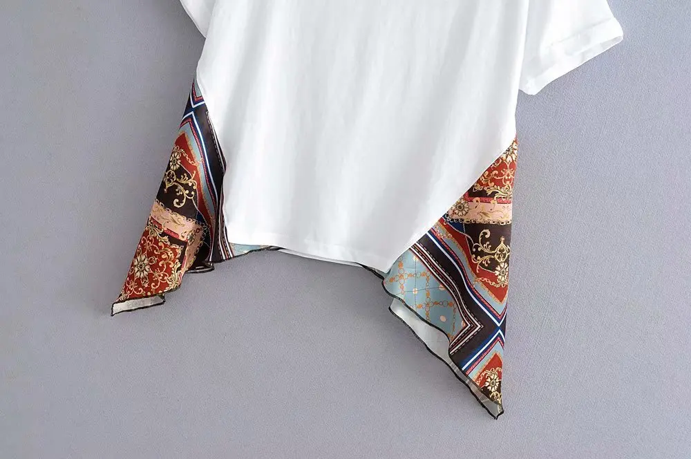 Женская Винтажная футболка с асимметричным принтом украшение для шарфа