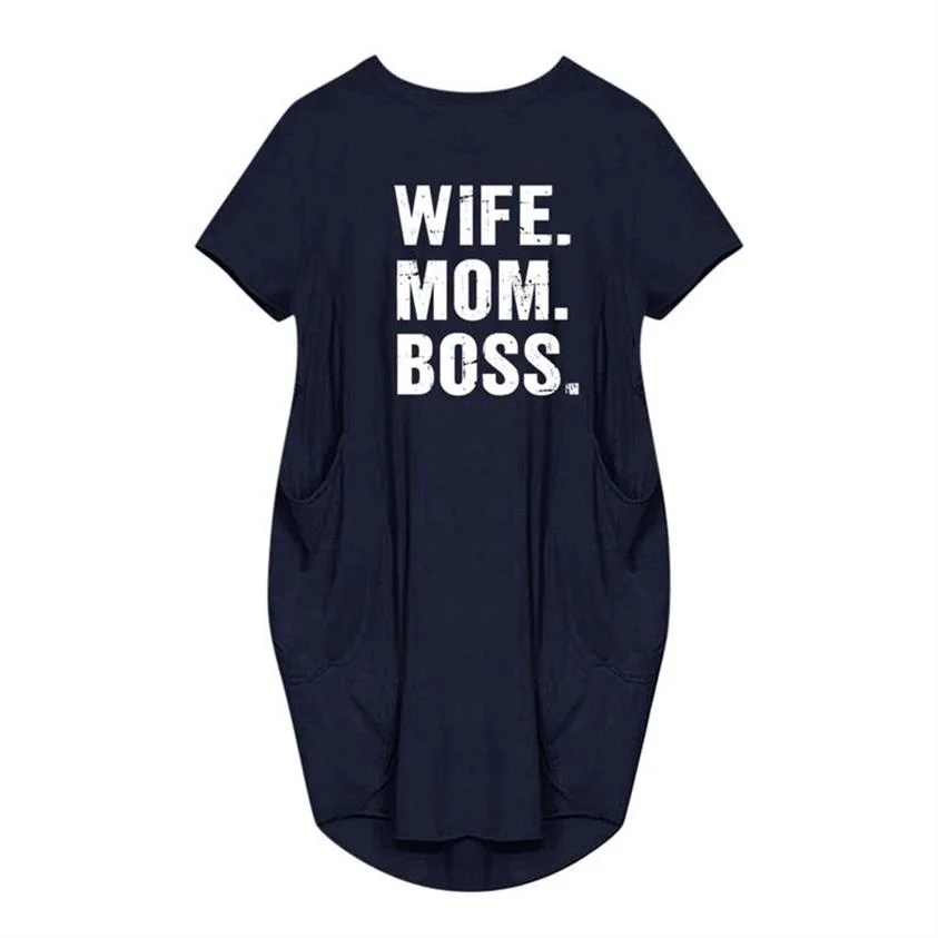 Мода 2021 летом с коротким рукавом платье мама BOSS буквенным принтом на каждый день