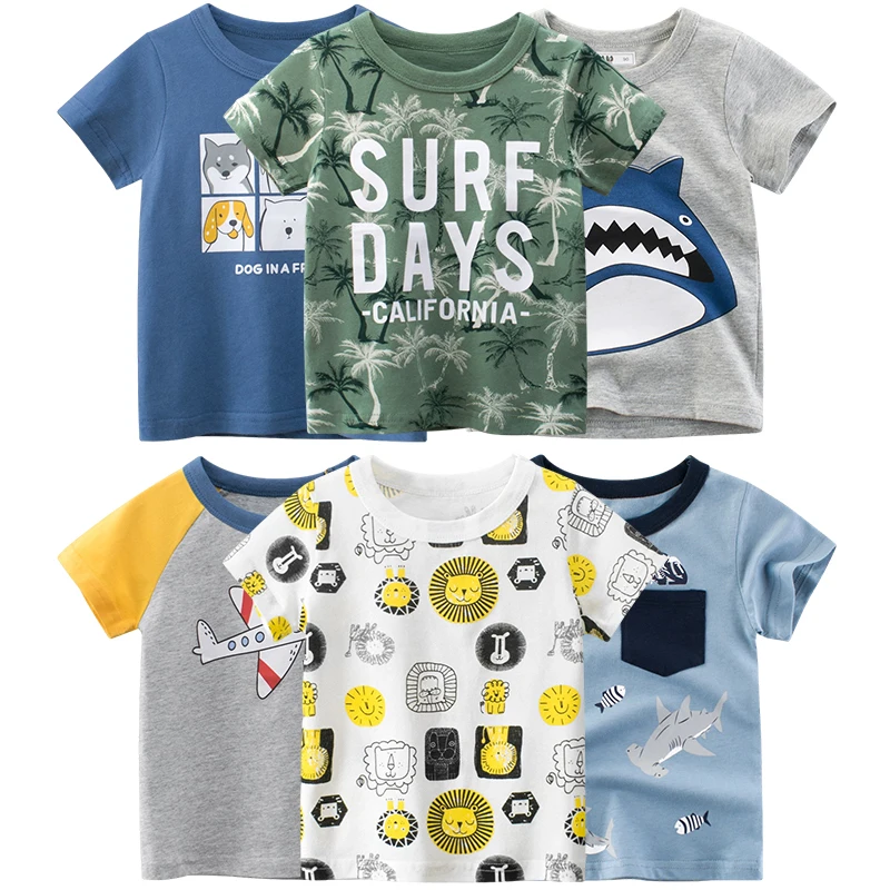 

2-6Y Baby Kids Cotton 3D Dinosaur Printed T shirt Boys Girls Short Sleeve Clothing Blouse