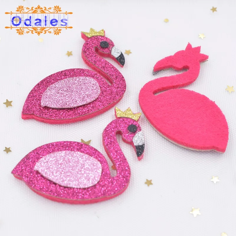 12 шт./лот большие блестящие фетровые Фламинго с золотом Corwn вечерние НКИ сделай