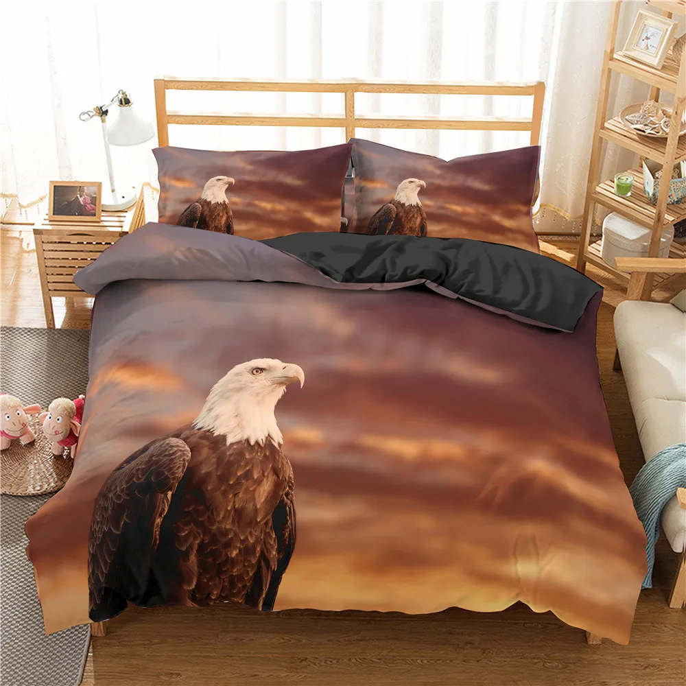 

BoNiu 3D Eagle Printed Animal Bedding Set 2/3 Pcs Duvet Cover Set Pillowcase Luxury Bedding Set King Size Home Textiles