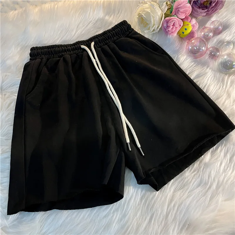 

High Waist Short Pants Loose Women Shorts Jeans Female Spring New Straight Large Size Casual Solid Wide Leg Trousers Streetwear