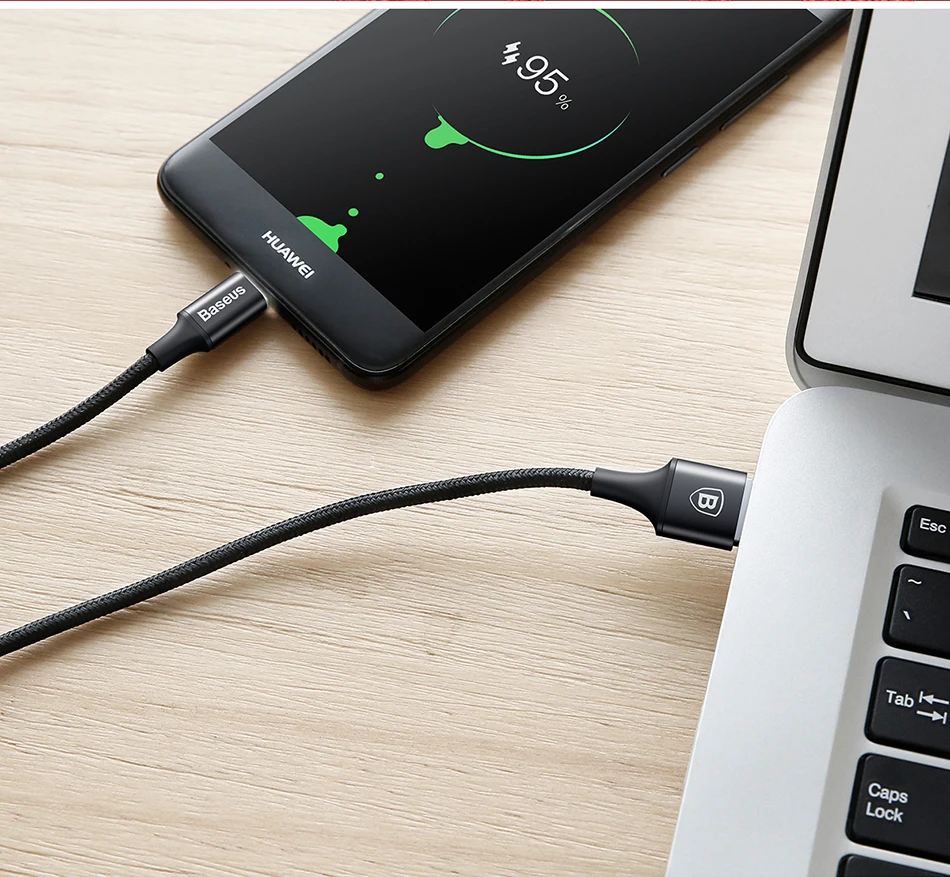 Baseus usb type-C кабель USB C для samsung S9 S10 светодиодный кабель освещения type C для huawei P30 Lite Pro USB-C кабели для мобильных телефонов