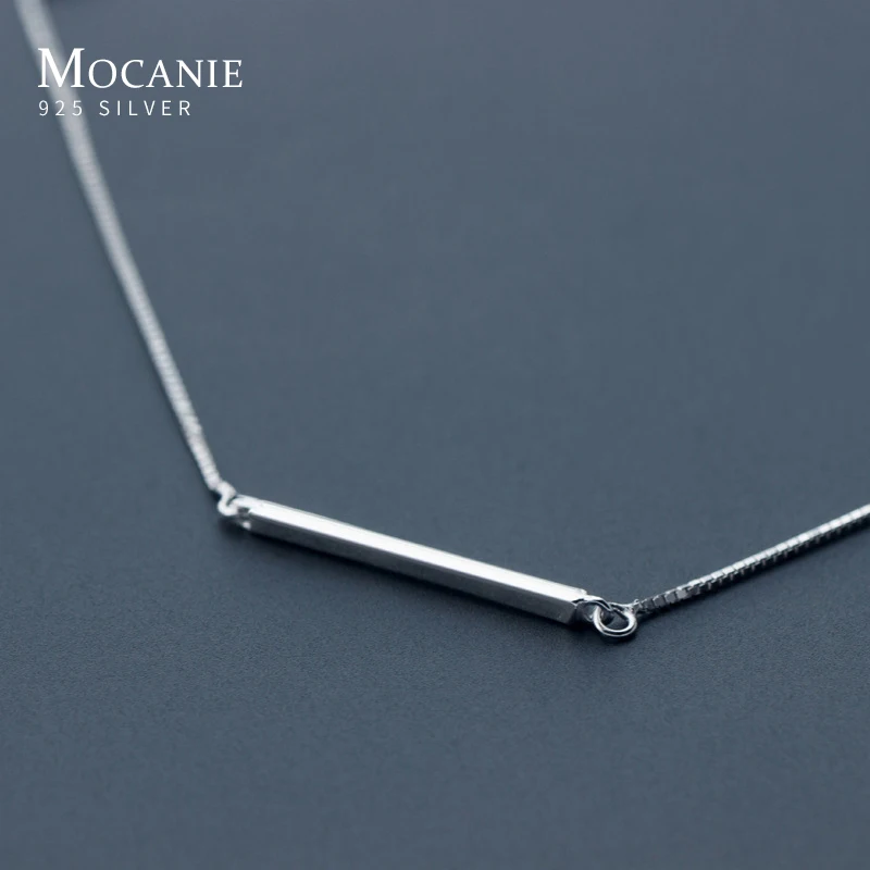 

Mocanie Hight Quality 925 Sterling Silver Long Stick Pendant Necklace for Women Korea Style Geometric Pendant Fine Jewelry Gift