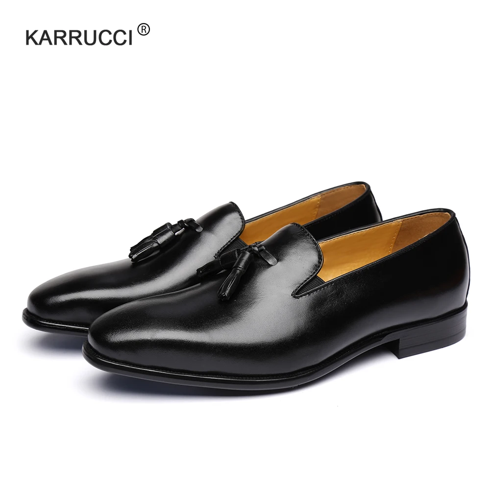 KARRUCCI/мужские лоферы из натуральной кожи с кисточками Цвет черный коричневый