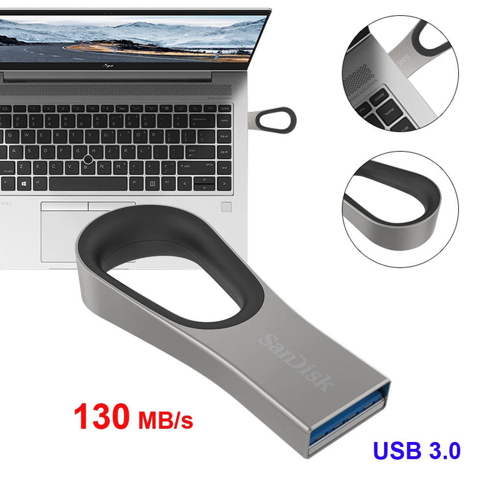 Металлический флеш-накопитель Sandisk 100% оригинал USB 3 0 128 ГБ 64 до 130 МБ/с./с U-диск