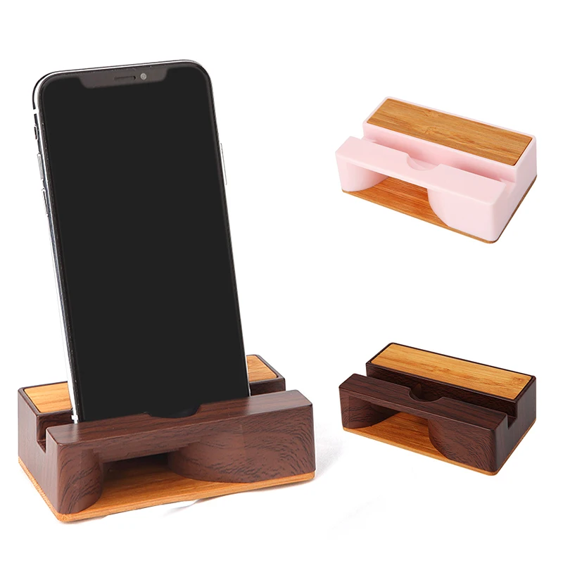 

1PC Multifunctional Mobile Phone Loudspeaker Speaker For Samsung Sony Wooden Color Holder Sound Amplifier Desktop Stand