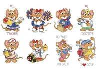wy free delivery top quality lovely counted cross stitch kit work and play cute mouse mice dim 00220
