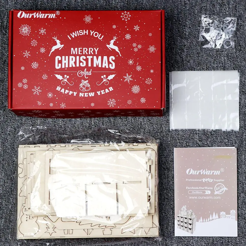 OurWarm DIY Рождество обратный отсчет Advent календарь год деревянные светодиодные часы обратного отсчета украшения дома Рождество DIY Поставки