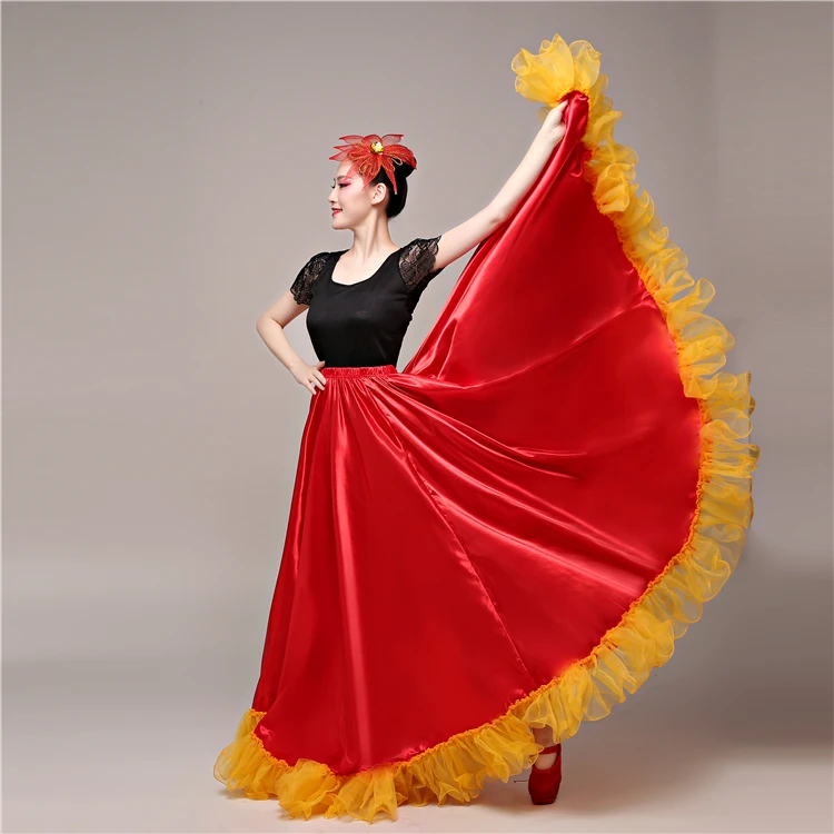 Танцевальный Костюм для фламенко для женщин Vestido Sevillana Gypsy Испания Фламенго леди танцевальное платье юбки фламенко сценическая танцевальная одежда SL1447