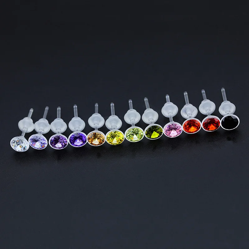

2pcs 2/3/4/5mm Crystal Stud Earrings Rhinestone Earrings with Hole Zircon Earring Post for DIY Ear Jewelry Making Findings